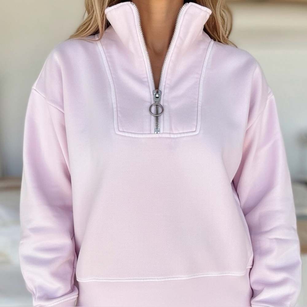 Sundry Light Pink Half-Zip 💯%Cotton! Sweatshirt SZ 2